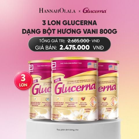  3 LON GLUCERNA DẠNG BỘT HƯƠNG VANI 800G DEAL : _A1502 