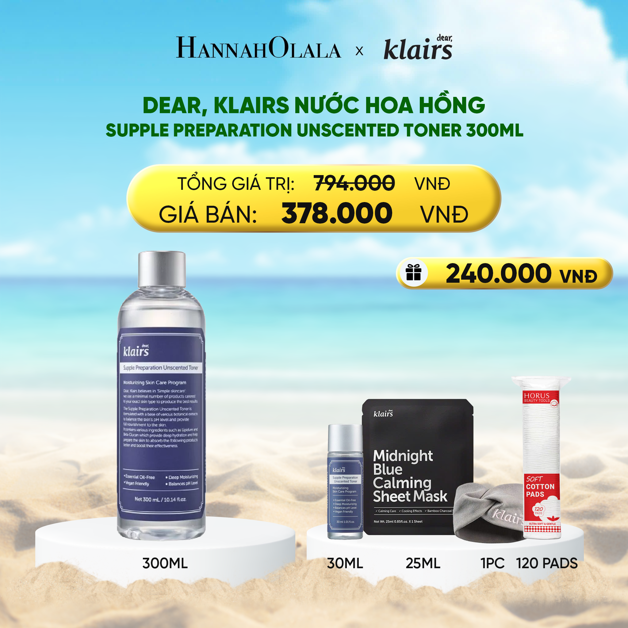 A1386_deal 3 : dear, klairs nước hoa hồng supple preparation unscented toner 300ml