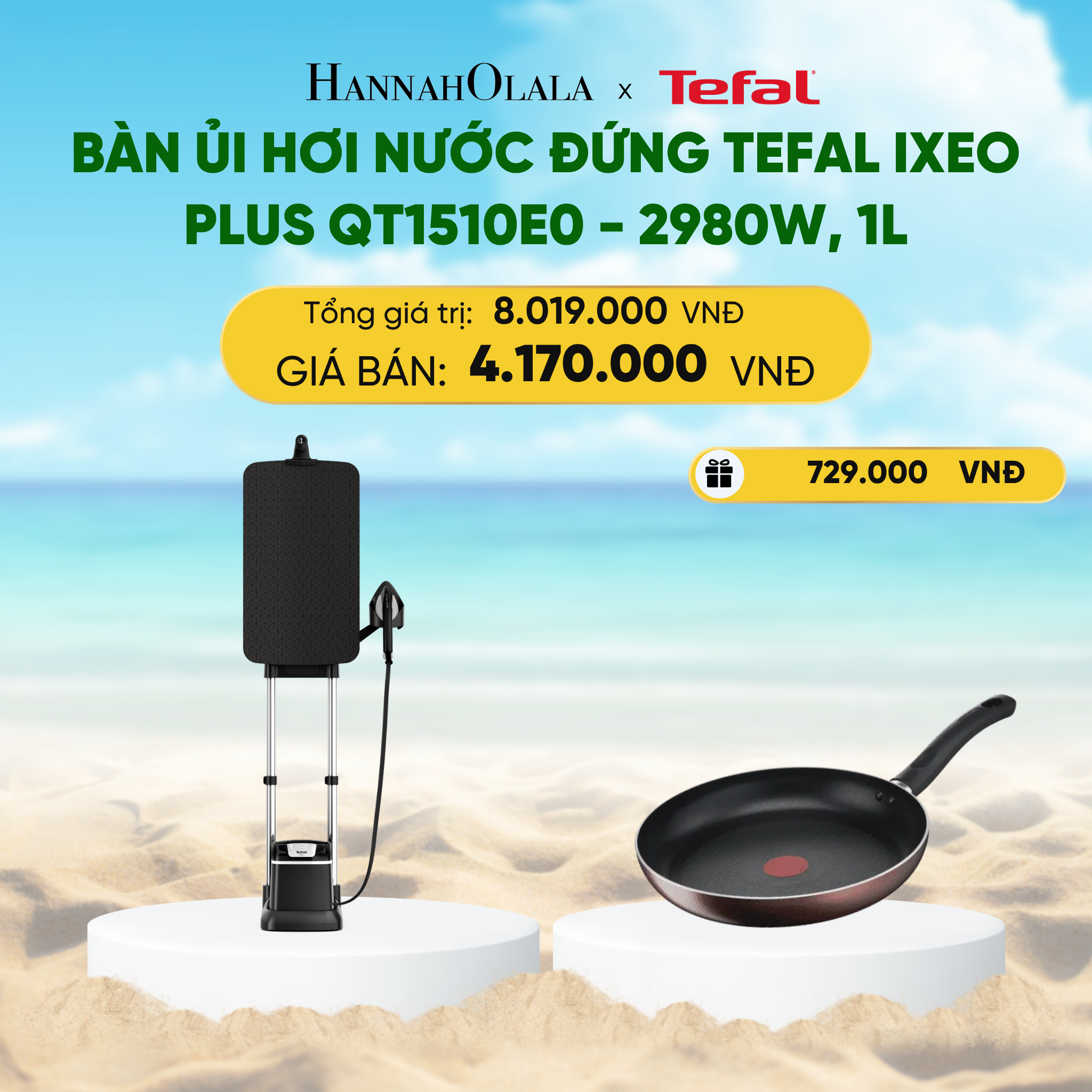 Bàn Ủi Hơi Nước Đứng Tefal Ixeo Plus Qt1510E0 2980W