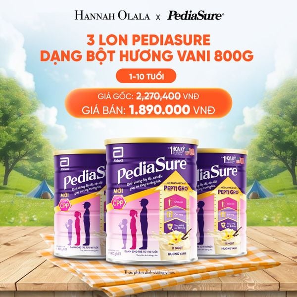  DEAL 3: 3 LON PEDIASURE DẠNG BỘT HƯƠNG VANI 800G 