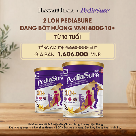  2 LON PEDIASURE DẠNG BỘT HƯƠNG VANI 800G 10+ (DÙNG CHO BÉ TRÊN 10 TUỔI) DEAL 3: - D109 
