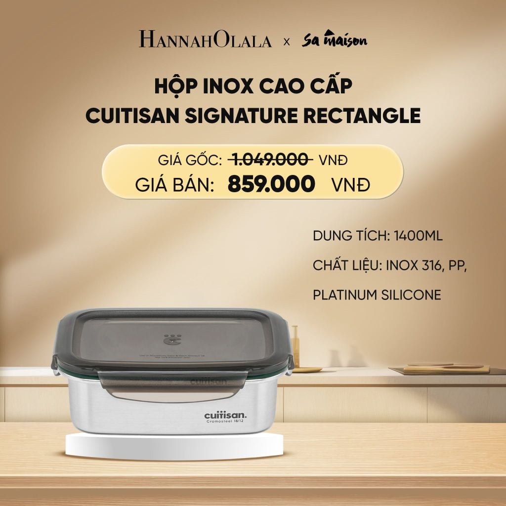  DEAL 17: HỘP INOX CAO CẤP CUITISAN SIGNATURE RECTANGLE INOX 316 