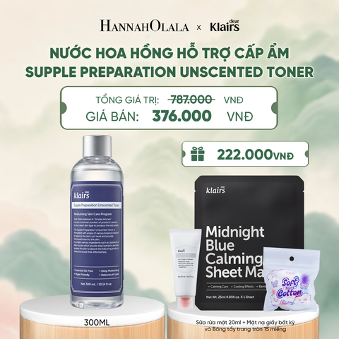  DEAR, KLAIRS NƯỚC HOA HỒNG SUPPLE PREPARATION UNSCENTED TONER 300ML - A1439 