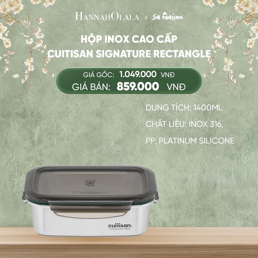  DEAL 17: HỘP INOX CAO CẤP CUITISAN SIGNATURE RECTANGLE INOX 316 