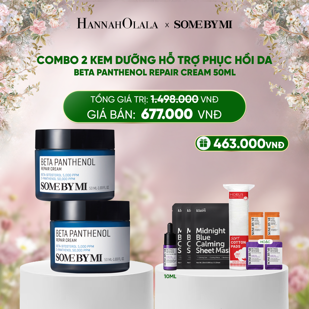  DEAL 3: COMBO 02 PCS KEM DƯỠNG ẨM VÀ PHỤC HỒI DA SOME BY MI BETA PANTHENOL 50ML 
