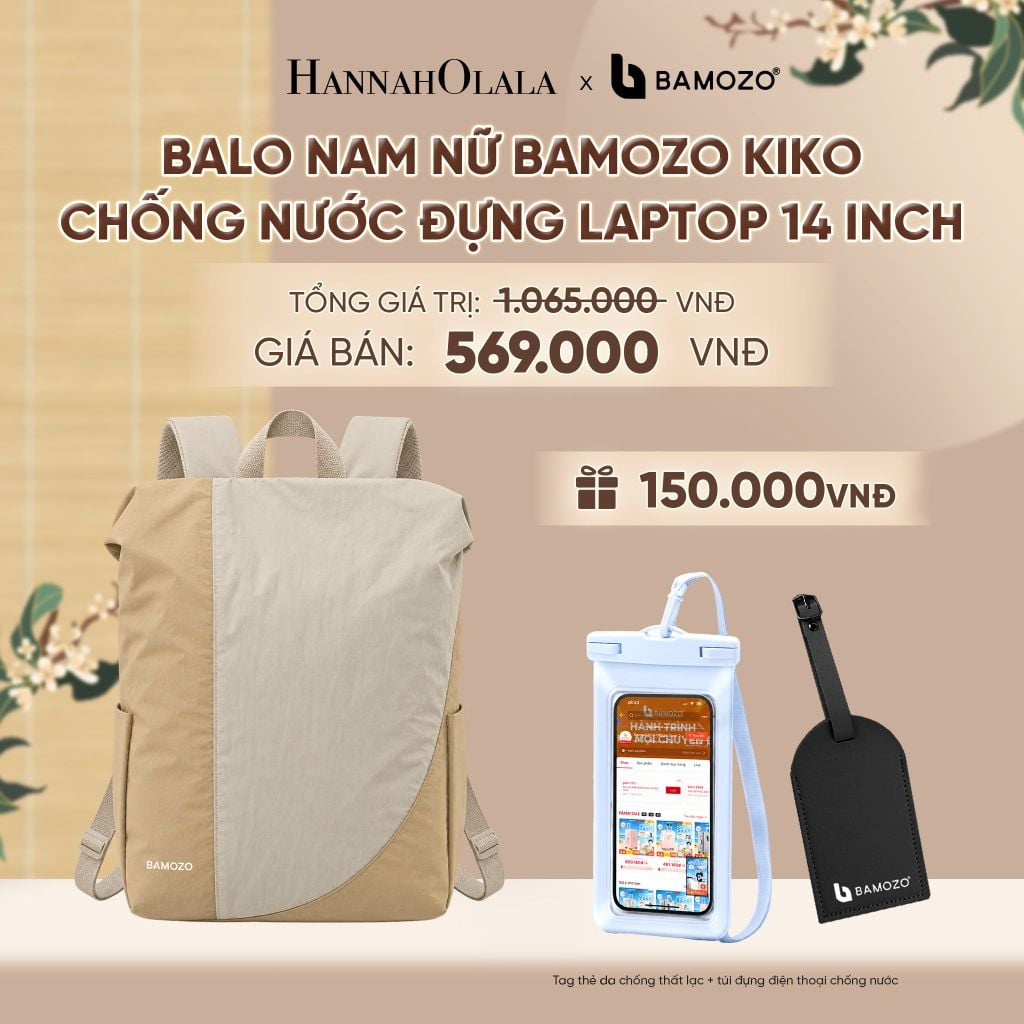  BALO NAM NỮ BAMOZO KIKO PHỐI MÀU CHỐNG NƯỚC ĐỰNG LAPTOP 14 INCH, BALO ĐI HỌC ĐI LÀM PHONG CÁCH HÀN QUỐC (TAG THẺ DA CHỐNG THẤT LẠC + TÚI ĐỰNG ĐIỆN THOẠI CHỐNG NƯỚC) - A2498 
