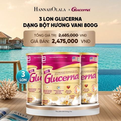  3 LON GLUCERNA DẠNG BỘT HƯƠNG VANI 800G DEAL :_ D2044 