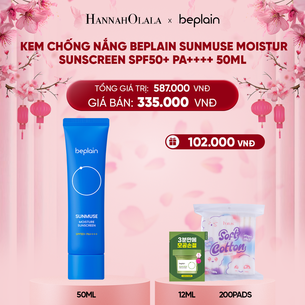  DEAL 3: KEM CHỐNG NẮNG BEPLAIN SUNMUSE MOISTURE SUNSCREEN SPF50+ PA++++ 50ML 