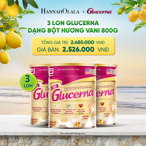  3 LON GLUCERNA DẠNG BỘT HƯƠNG VANI 800G DEAL 3: 