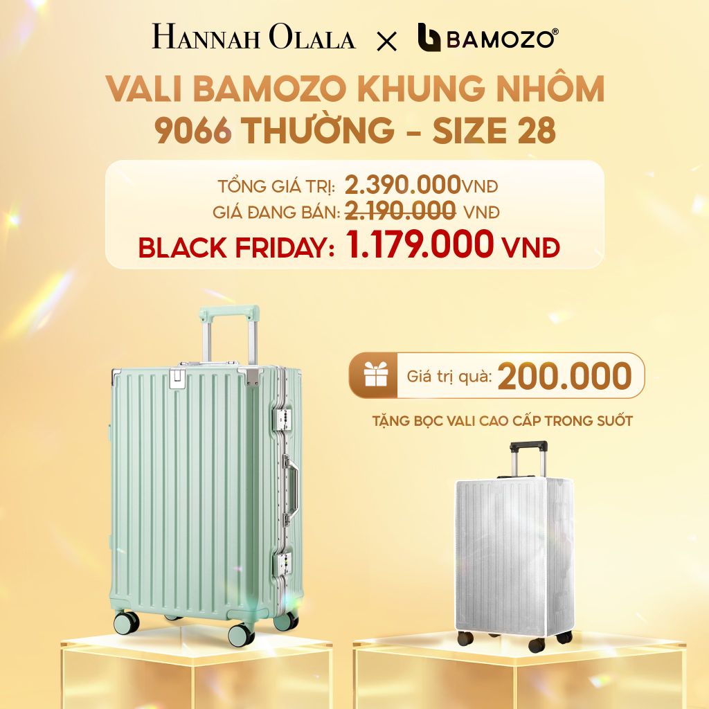  DEAL 3: VALI BAMOZO KHUNG NHÔM 9066 BẢN THƯỜNG (TẶNG BỌC VALI TRONG SUỐT) 