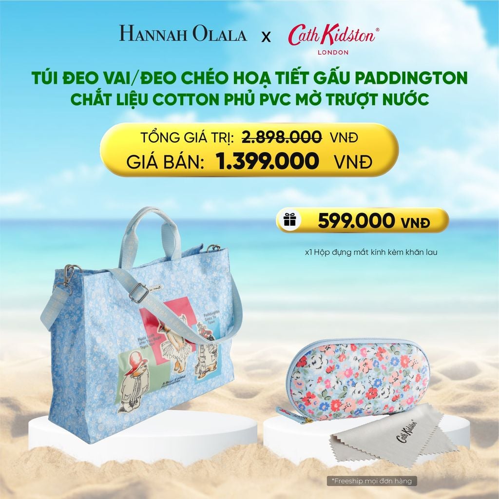  DEAL 3. TÚI ĐEO VAI/ĐEO CHÉO CATH KIDSTON HOẠ TIẾT GẤU PADDINGTON CHẮT LIỆU COTTON PHỦ PVC MỜ TRƯỢT NƯỚC 