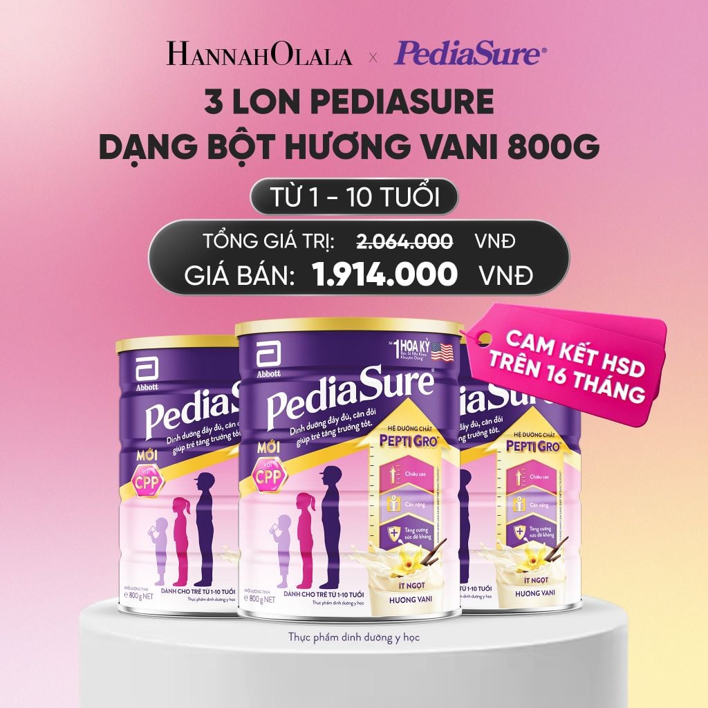  3 LON PEDIASURE DẠNG BỘT HƯƠNG VANI 800G DEAL : _A749 