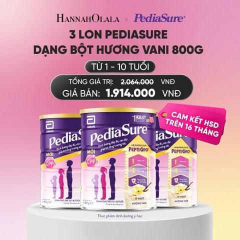  3 LON PEDIASURE DẠNG BỘT HƯƠNG VANI 800G DEAL : _A749 