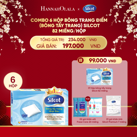 DEAL 3: COMBO 6 HỘP BÔNG TRANG ĐIỂM (BÔNG TẨY TRANG) SILCOT 82 MIẾNG/HỘP 