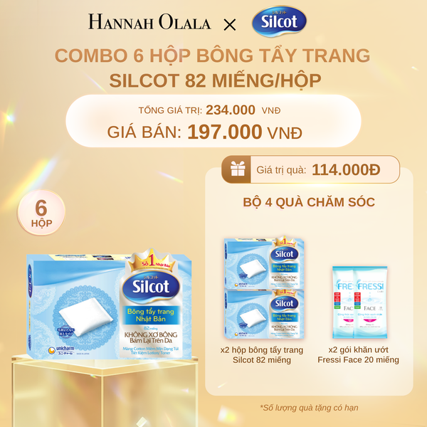  C204_DEAL 3: COMBO 6 HỘP BÔNG TRANG ĐIỂM (BÔNG TẨY TRANG) SILCOT 82 MIẾNG/HỘP 
