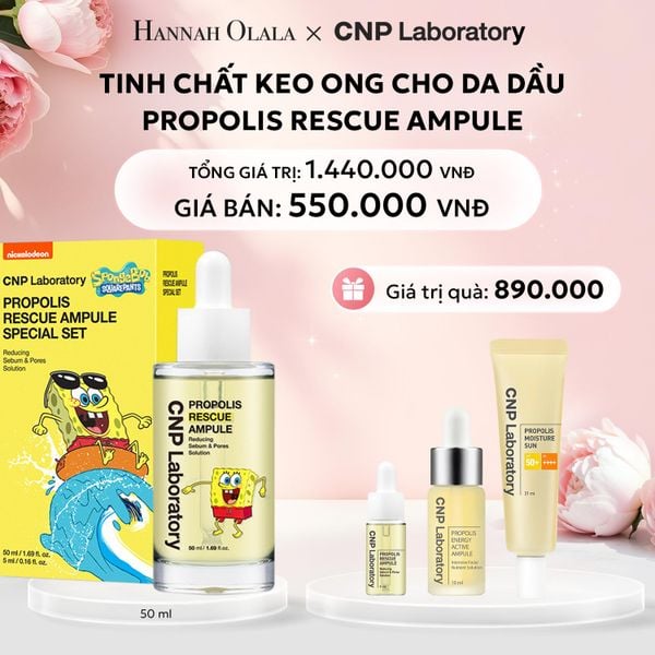 E776: DEAL 42: [PRE-ORDER GIAO SAU 06/10] BỘ TINH CHẤT KEO ONG CHO DA DẦU PHỤC HỒI LÀN DA TẨY TẾ BÀO CHẾT CNP PROPOLIS RESCUE AMPULE 50ML + 5ML 