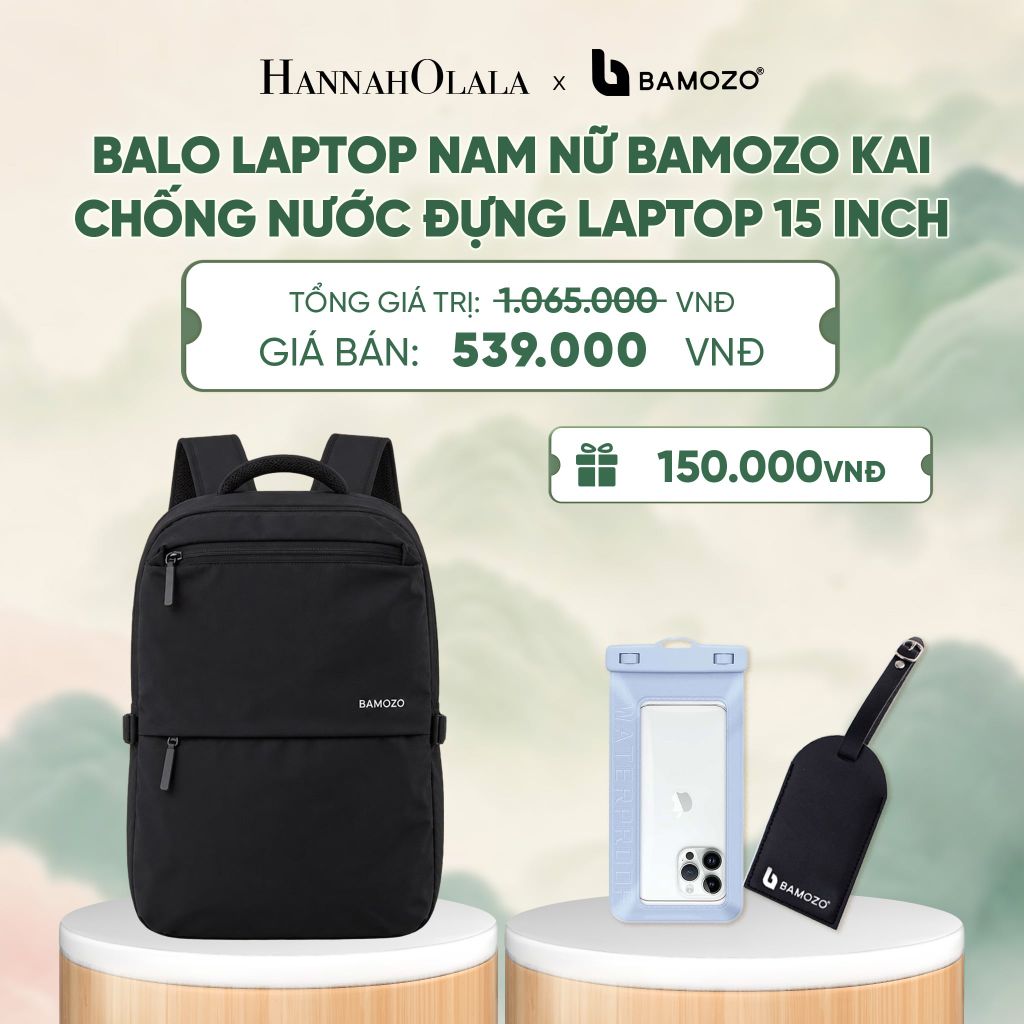  BALO LAPTOP NAM NỮ BAMOZO KAI CHỐNG NƯỚC ĐỰNG LAPTOP 15 INCH, BALO ĐI LÀM CÔNG SỞ CAO CẤP (TAG THẺ DA CHỐNG THẤT LẠC + TÚI ĐỰNG ĐIỆN THOẠI CHỐNG NƯỚC) - A735 