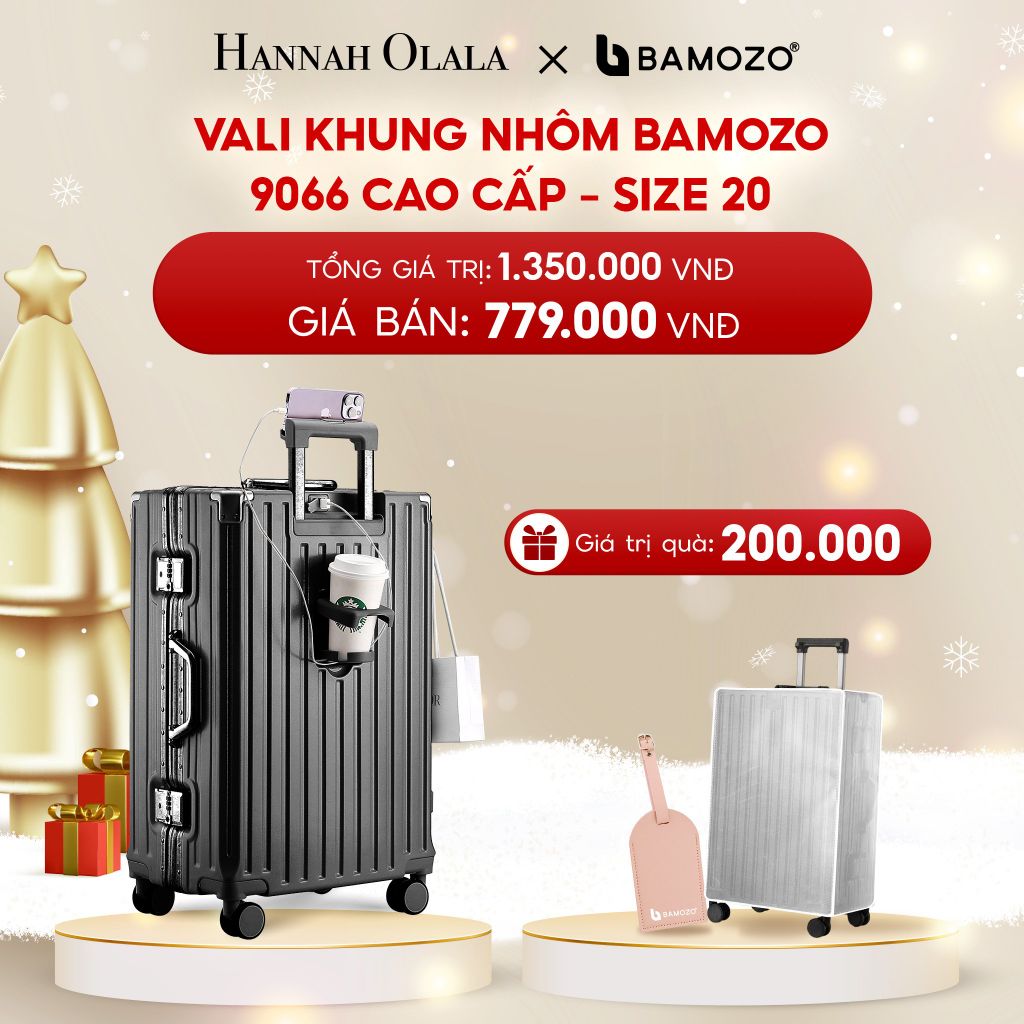  DEAL 2: VALI BAMOZO KHUNG NHÔM 9066 BẢN CAO CẤP (TẶNG BỌC VALI CC TRONG SUỐT + TAG VALI DA CHỐNG THẤT LẠC) 