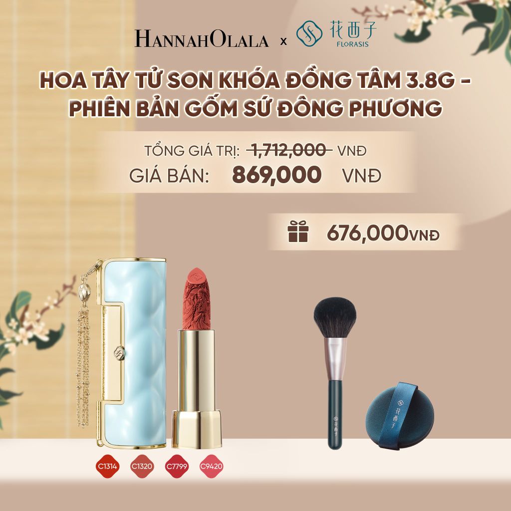  HOA TÂY TỬ SON KHÓA ĐỒNG TÂM 3.8G - PHIÊN BẢN GỐM SỨ ĐÔNG PHƯƠNG - A146 