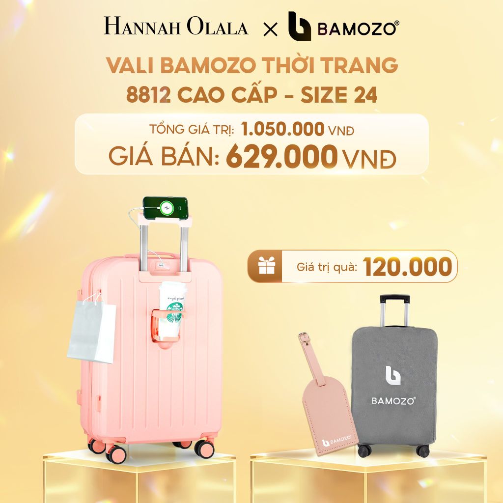  C266_DEAL 3: VALI BAMOZO 8812 CAO CẤP (TẶNG BỌC VALI + THẺ TÊN DA) 