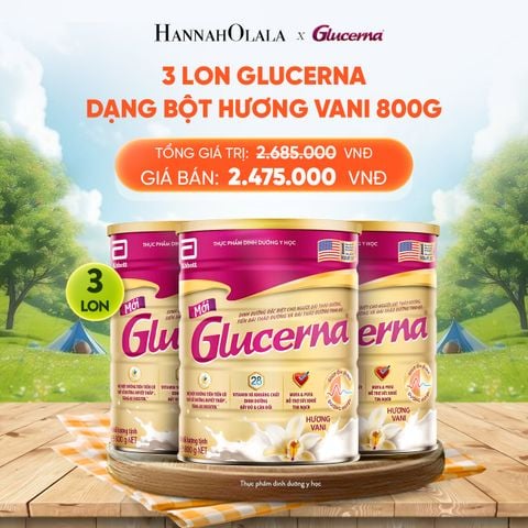  3 LON GLUCERNA DẠNG BỘT HƯƠNG VANI 800G DEAL 3: 