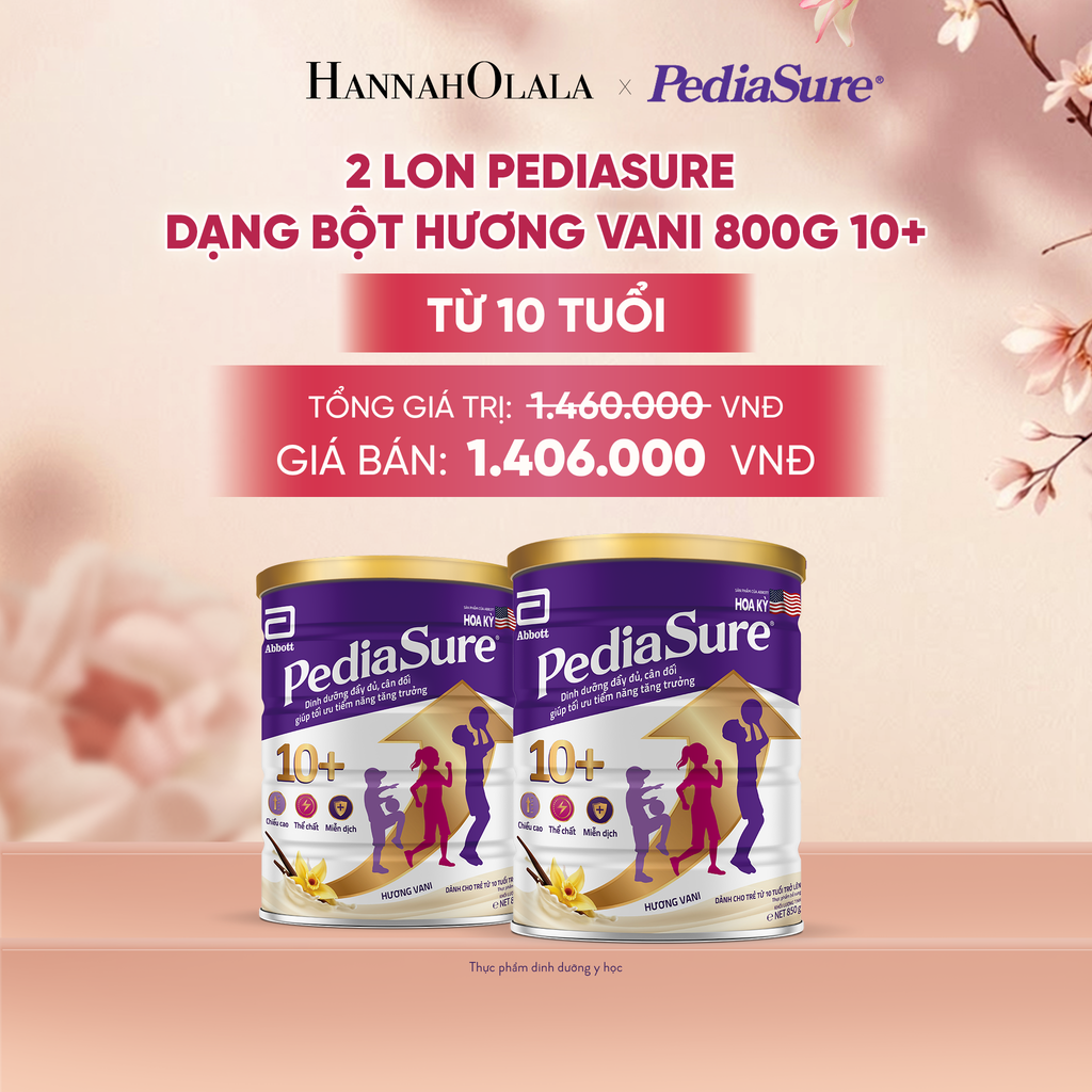  2 LON PEDIASURE DẠNG BỘT HƯƠNG VANI 800G 10+ (DÙNG CHO BÉ TRÊN 10 TUỔI) DEAL 3: - A1690 