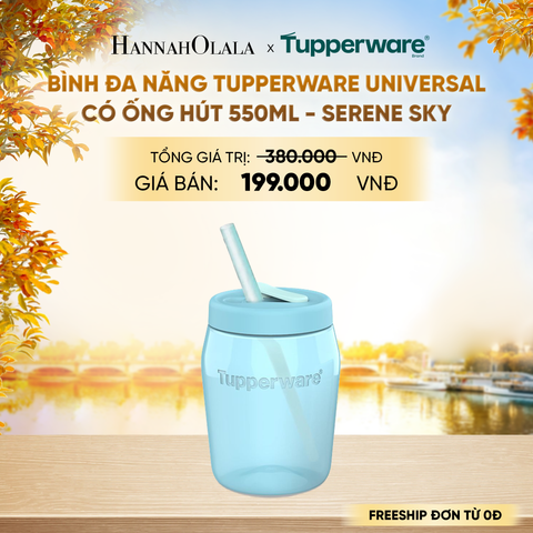  BÌNH ĐA NĂNG TUPPERWARE UNIVERSAL CÓ ỐNG HÚT 550ML - SERENE SKY - E1910 