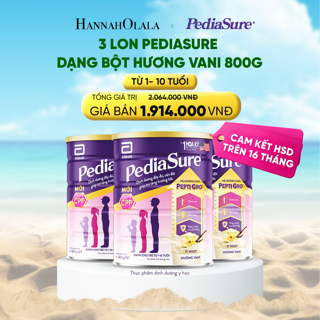  DEAL_3: 3 LON PEDIASURE DẠNG BỘT HƯƠNG VANI 800G 