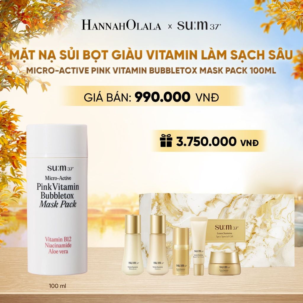  MẶT NẠ SỦI BỌT GIÀU VITAMIN LÀM SẠCH SÂU SU:M37 MICRO-ACTIVE PINK VITAMIN BUBBLETOX MASK PACK 100ML - E2182 