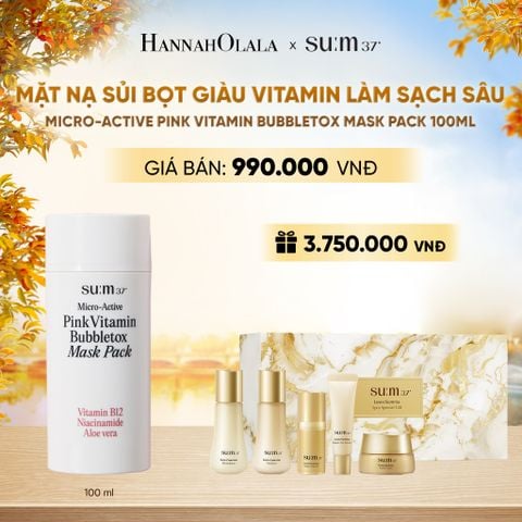 MẶT NẠ SỦI BỌT GIÀU VITAMIN LÀM SẠCH SÂU SU:M37 MICRO-ACTIVE PINK VITAMIN BUBBLETOX MASK PACK 100ML - E2182 
