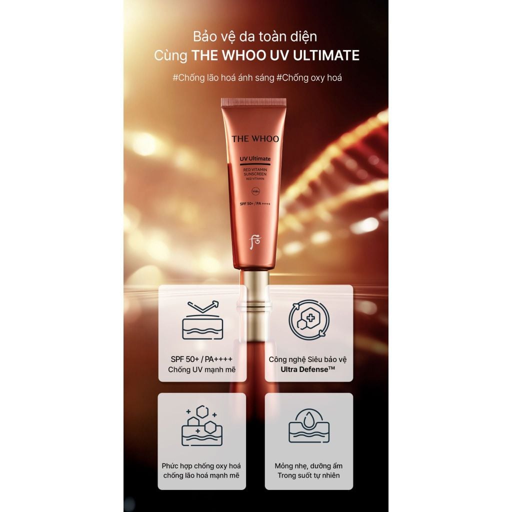  DEAL 14: TINH CHẤT CHỐNG NẮNG CHỐNG OXY HÓA THE WHOO RED VITAMIN SUNCREEN SPF50+/PA++++ 50ML 