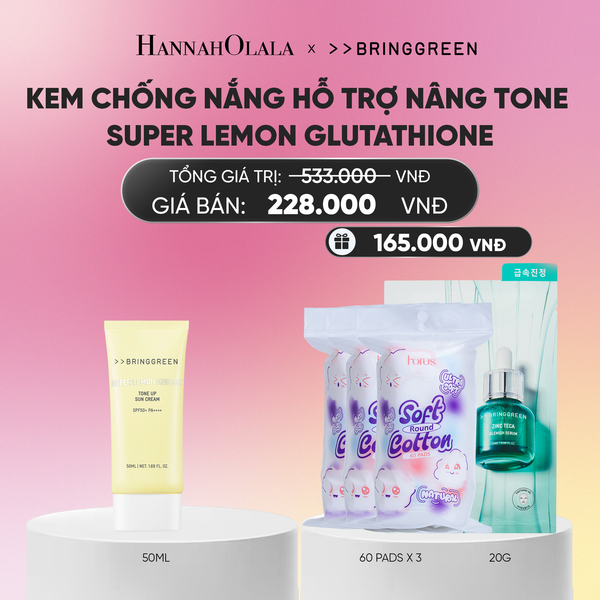 KEM CHỐNG NẮNG VẬT LÝ HỖ TRỢ NÂNG TONE BRING GREEN SUPER LEMON GLUTATH –  Hannah Olala