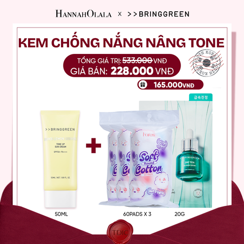  KEM CHỐNG NẮNG VẬT LÝ HỖ TRỢ NÂNG TONE BRING GREEN SUPER LEMON GLUTATHIONE TONE UP SUN CREAM 50ML_M43 