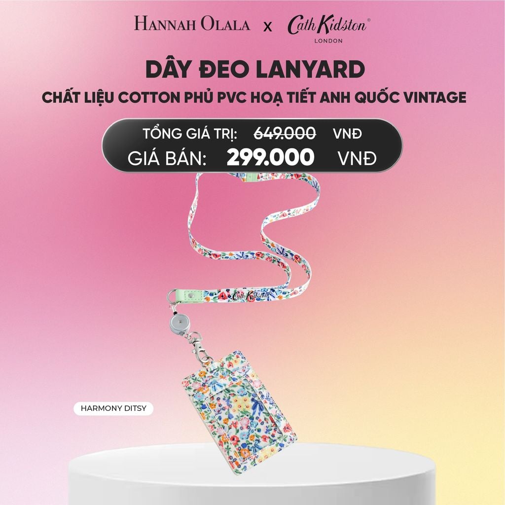  DÂY ĐEO LANYARD CATH KIDSTON CHẤT LIỆU COTTON PHỦ PVC HOẠ TIẾT ANH QUỐC VINTAGE_A1968 