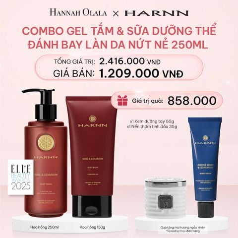  E467_DEAL 3: COMBO GEL TẮM HARNN GIÚP LÀM SẠCH VÀ NUÔI DƯỠNG LÀN DA 250ML & SỮA DƯỠNG THỂ HARNN ĐÁNH BAY LÀN DA NỨT NẺ 250ML 