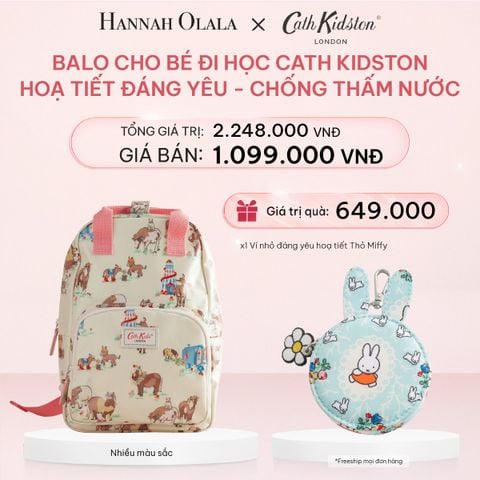  E346_DEAL 3: BALO CHO BÉ ĐI HỌC CATH KIDSTON HOẠ TIẾT ĐÁNG YÊU PHỦ PVC CHỐNG THẤM NƯỚC 