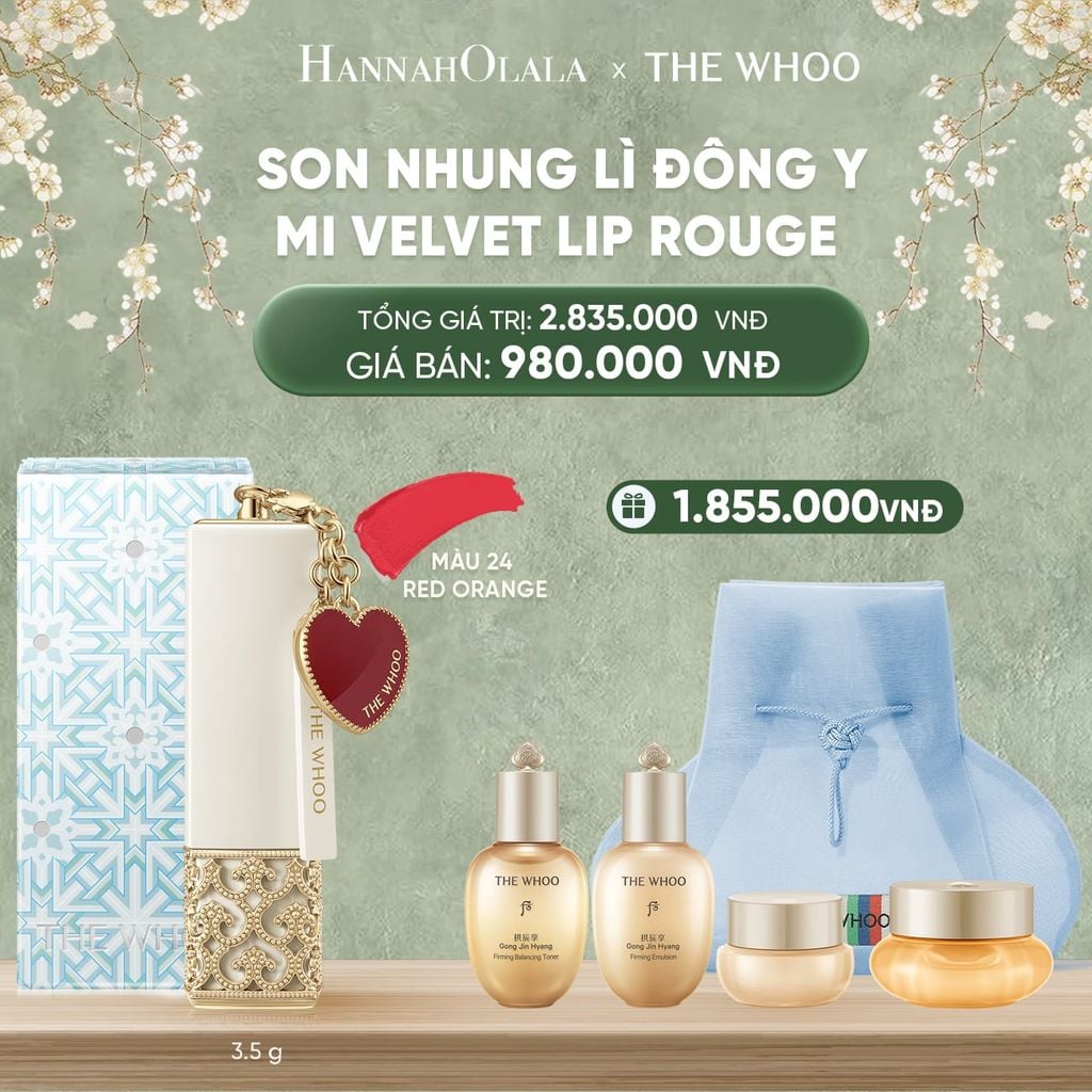  DEAL03: PHIÊN BẢN LỄ HỘI - SON NHUNG LÌ ĐÔNG Y THE HISTORY OF WHOO GONGJINHYANG MI VELVET LIP ROUGE 3.5G - MÀU 18 ROSE PINK 