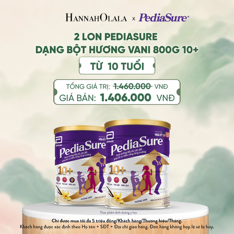  2 LON PEDIASURE DẠNG BỘT HƯƠNG VANI 800G 10+ (DÙNG CHO BÉ TRÊN 10 TUỔI) DEAL 3: - A1584 