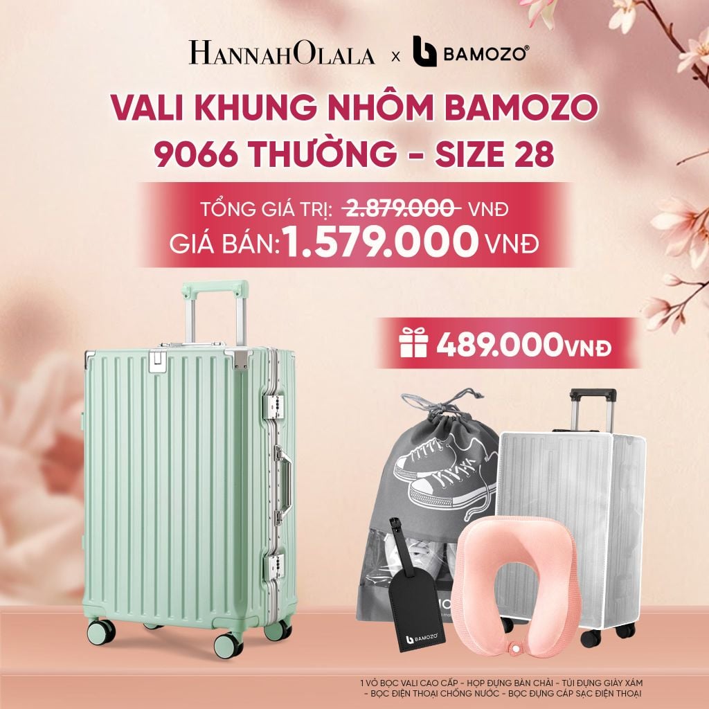  VALI BAMOZO KHUNG NHÔM 9066 BẢN THƯỜNG (TẶNG BỌC VALI TRONG SUỐT + TAG HÀNH LÝ DA + TÚI ĐỰNG GIÀY + GỐI CHỮ U THƯỜNG) - A1606 