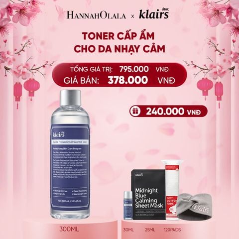  DEAL 3 : DEAR, KLAIRS NƯỚC HOA HỒNG SUPPLE PREPARATION UNSCENTED TONER 300ML 