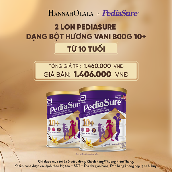  2 LON PEDIASURE DẠNG BỘT HƯƠNG VANI 800G 10+ (DÙNG CHO BÉ TRÊN 10 TUỔI) DEAL 3: - E219 
