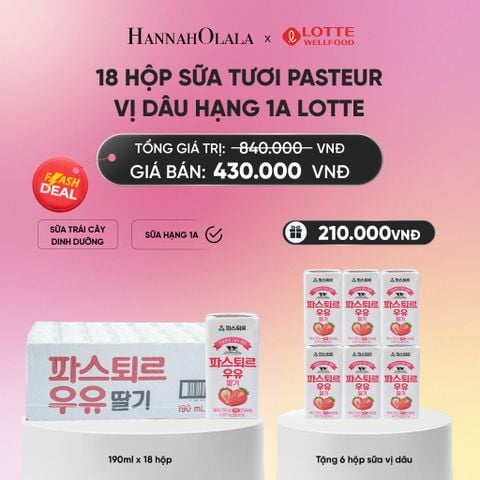  DEAL 3: SỮA TƯƠI PASTEUR VỊ DÂU HẠNG 1A LOTTE 18 HỘP (190ML/HỘP) TẶNG 6 HỘP SỮA VỊ DÂU_A1206 