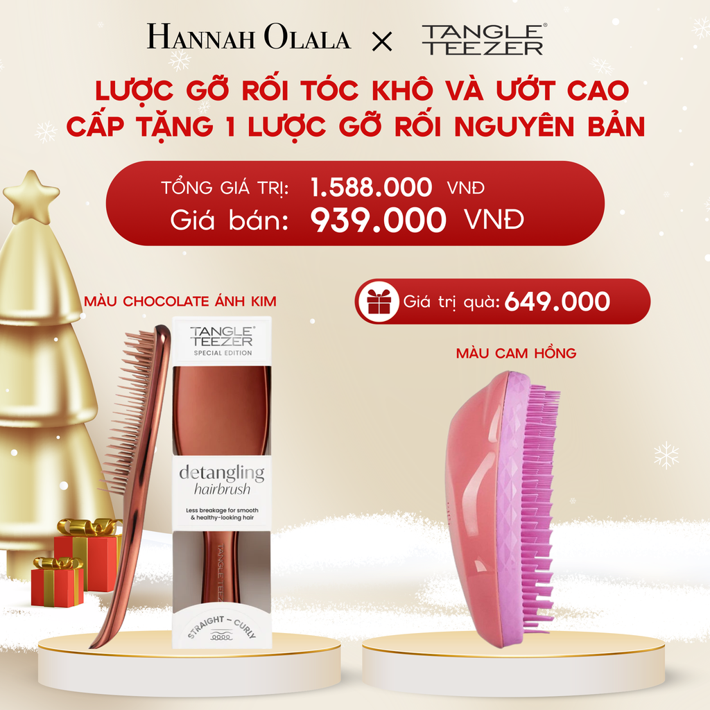  DEAL 3: MUA 1 LƯỢC GỠ RỐI TÓC CAO CẤP KHÔ VÀ ƯỚT MÀU NÂU CHOCOLATE TẶNG 1 LƯỢC GỠ RỐI TÓC ƯỚT NGUYÊN BẢN CAM HỒNG 