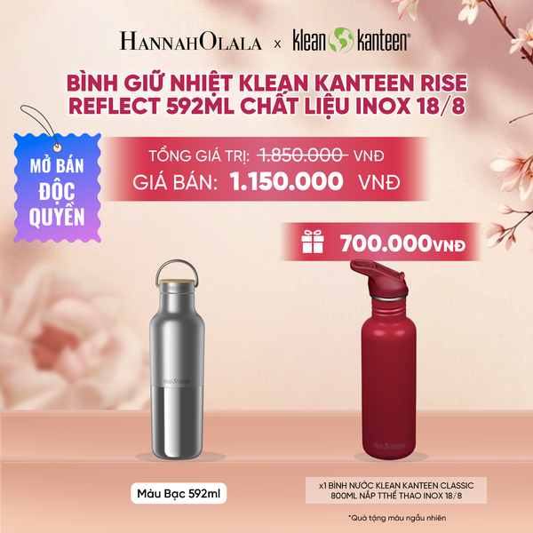  BÌNH GIỮ NHIỆT KLEAN KANTEEN RISE REFLECT TUMBLER 592ML NẮP TRE CHẤT LIỆU INOX 18/8 
