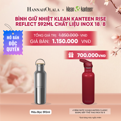  BÌNH GIỮ NHIỆT KLEAN KANTEEN RISE REFLECT TUMBLER 592ML NẮP TRE CHẤT LIỆU INOX 18/8 