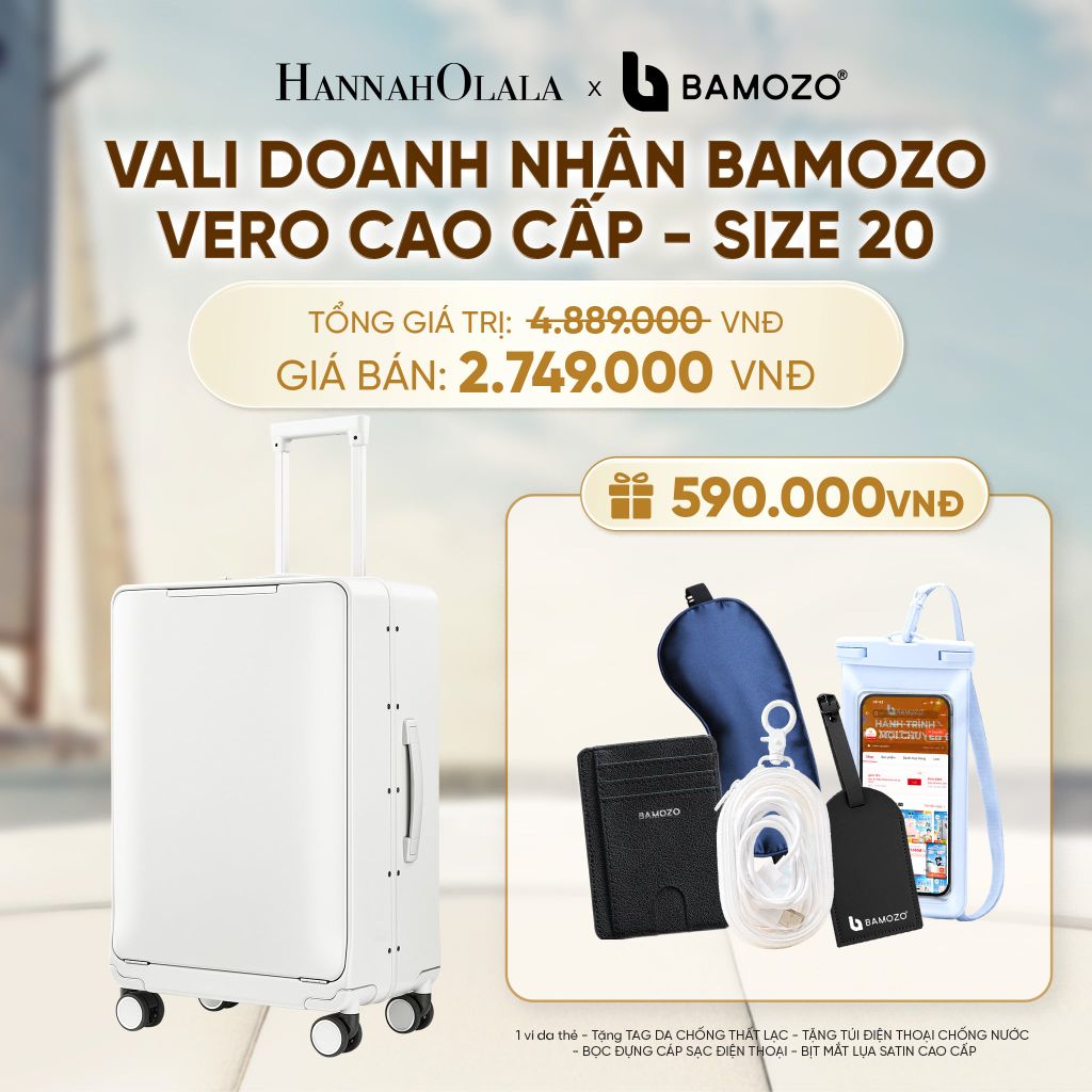  VALI DOANH NHÂN BAMOZO VERO KHUNG NHÔM CAO CẤP (TẶNG VÍ THẺ DA CARD HOLDER BAMOZO + TAG HÀNH LÝ DA + TÚI ĐỰNG ĐT CHỐNG NƯỚC + TÚI DỰNG CÁP SẠC + BỊT MẮT LỤA SATIN) - A716 