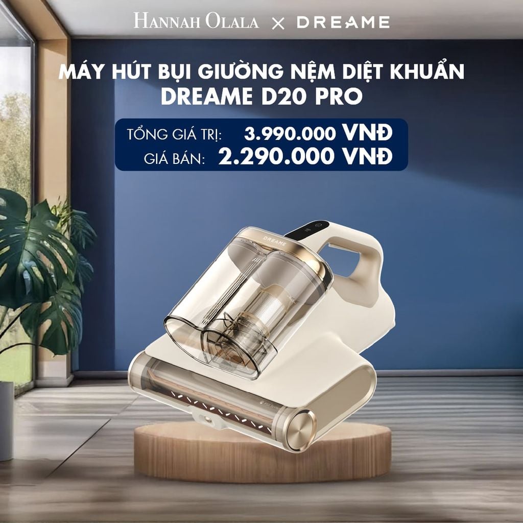  DREAME D20 PRO MÁY HÚT BỤI GIƯỜNG NỆM LỰC HÚT 15.500 PA - DIỆT KHUẨN LED UV ĐẾN 99,99% - BH 24 THÁNG 