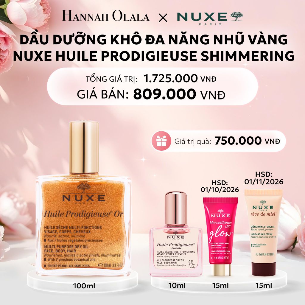  E609: DEAL 2: DẦU DƯỠNG KHÔ ĐA NĂNG ÁNH NHŨ NUXE HUILE PRODIGIEUSE SHIMMERING DRY OIL 100ML - [GIAO HÀNG TỪ 03/10] 