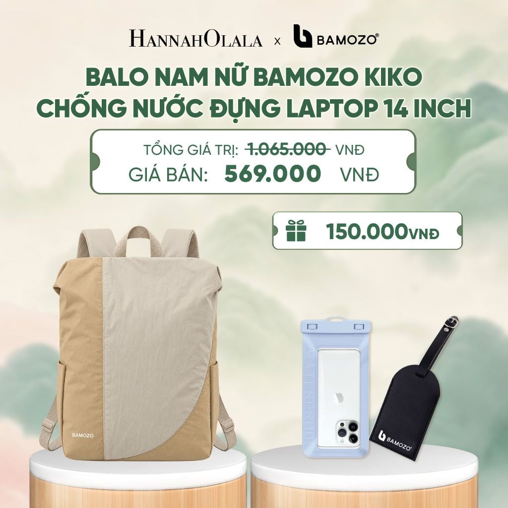 BALO NAM NỮ BAMOZO KIKO PHỐI MÀU CHỐNG NƯỚC ĐỰNG LAPTOP 14 INCH, BALO ĐI HỌC ĐI LÀM PHONG CÁCH HÀN QUỐC (TAG THẺ DA CHỐNG THẤT LẠC + TÚI ĐỰNG ĐIỆN THOẠI CHỐNG NƯỚC) - A732 