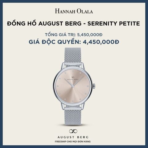  A3_DEAL 163: ĐỒNG HỒ ĐAN MẠCH AUGUST BERG - SERENITY PETITE - MẶT MÀU CHAMPAIGN - DÂY MÀU BẠC 